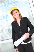Woman Architect on Construction Site stock photo