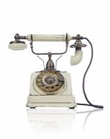 Old Antique Phone Over White stock photo