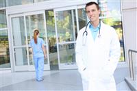 Handsome Man Doctor at Hospital stock photo