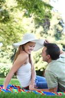 Couple in Love in the Park stock photo