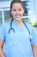 Successful Medical Woman Nurse at Hospital stock photo