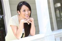 Asian Woman at home stock photo