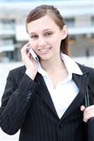 Cute Business Woman on Phone stock photo
