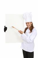 Pretty Chef Holding Menu stock photo