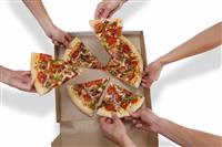 People Eating Pizza stock photo