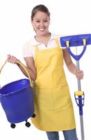 Cute Maid With Mop stock photo