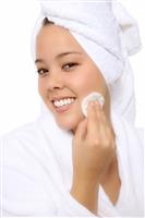 Pretty Woman Cleaning Face stock photo
