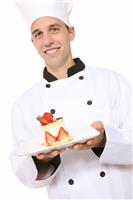 Handsome Chef Cooking Dessert stock photo