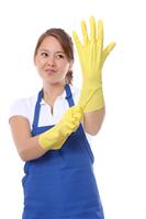 Cute Maid with Gloves stock photo