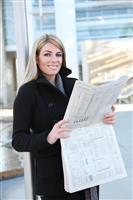 Business Woman Reading Newspaper stock photo