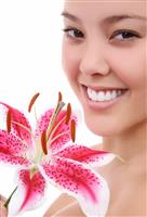 Beautiful Woman with Flower stock photo