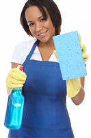 Pretty Maid Washing with Sponge stock photo