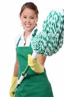 Cute Maid With Mop stock photo