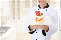 Happy Chef Cooking Dessert stock photo