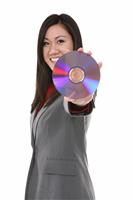 Asian Woman Holding Disc stock photo