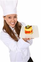 Pretty Chef Cooking Dessert stock photo
