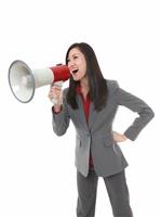Business Woman with Megaphone stock photo
