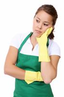 Tired Woman Maid stock photo