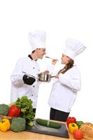 Man and Woman Chefs stock photo