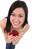 Asian Woman with Apple stock photo