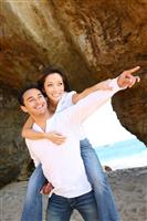 Attractive Couple at Beach stock photo