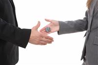 Business Handshake Joke stock photo