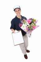 Man Delivering Flowers stock photo