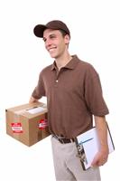 Delivery Man with Package stock photo