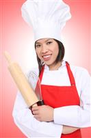Woman Chef with Rolling Pin stock photo