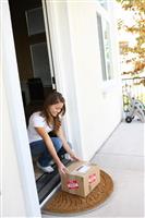 Pretty Woman Getting Delivery stock photo