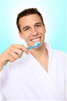 Man Brushing Teeth stock photo