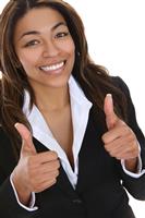 Business Woman Indicating Success stock photo