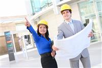 Attractive Architects on Building Construction Site stock photo