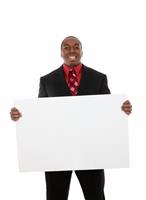 Handsome Business Man with Sign stock photo