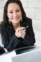 Business Woman and Laptop stock photo