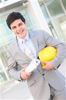 Architect on Building Site stock photo