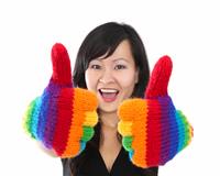 Happy Woman with Thumbs Up stock photo