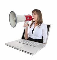 Business Woman and Megaphone stock photo