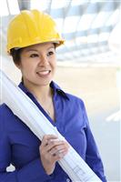 Asian Architect on Construction Site stock photo