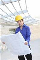 Asian Architect on Construction Site stock photo