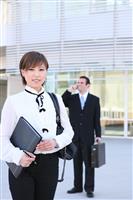 Pretty Asian Business Woman at Office Building stock photo