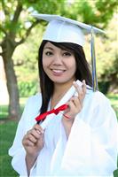 Asian Woman at Graduation stock photo