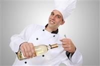 Chef Opening Wine Botttle stock photo