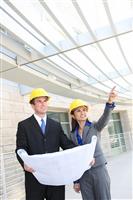 Man and Woman Construction Team stock photo