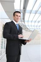 Business Man with Laptop stock photo