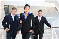 Business Team walking up Stairs stock photo