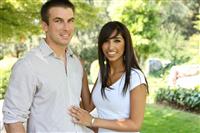 Sweet Attractive Couple in Park stock photo