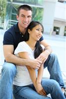  Attractive Interracial Couple stock photo