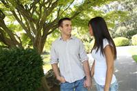 Sweet Attractive Couple in Park stock photo