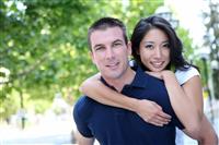  Attractive Interracial Couple in Love stock photo